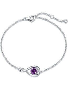 925 Sterling Silver Infinity Birthstone Bracelet for Women - Perfect Gift for